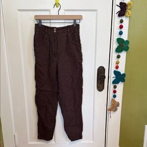 Notperfectlinen Espresso Brown Tapered Pants